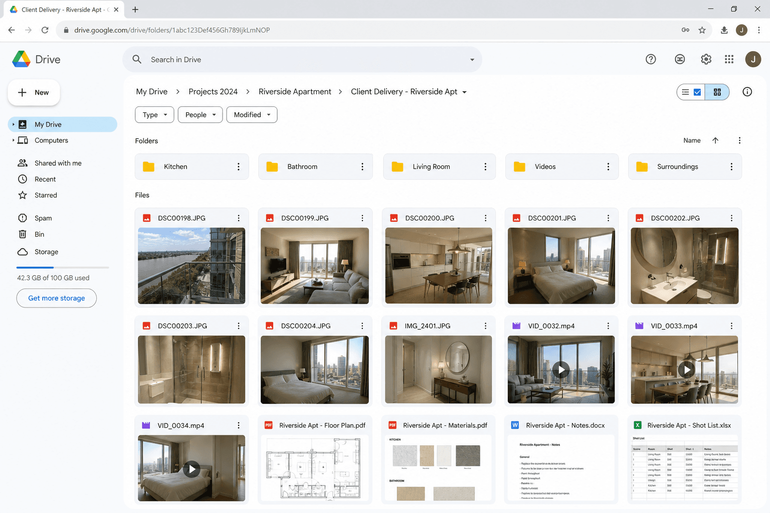Google Drive folder of client photos